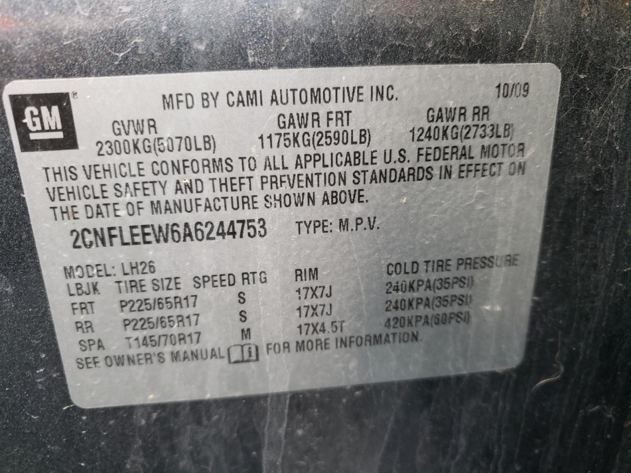 Photo 10 from auction – 2010 CHEVROLET EQUINOX LT with VIN 2CNFLEEW6A6244753