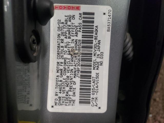 Photo 10 from auction – 2003 LEXUS ES 300 with VIN JTHBF30G630088528