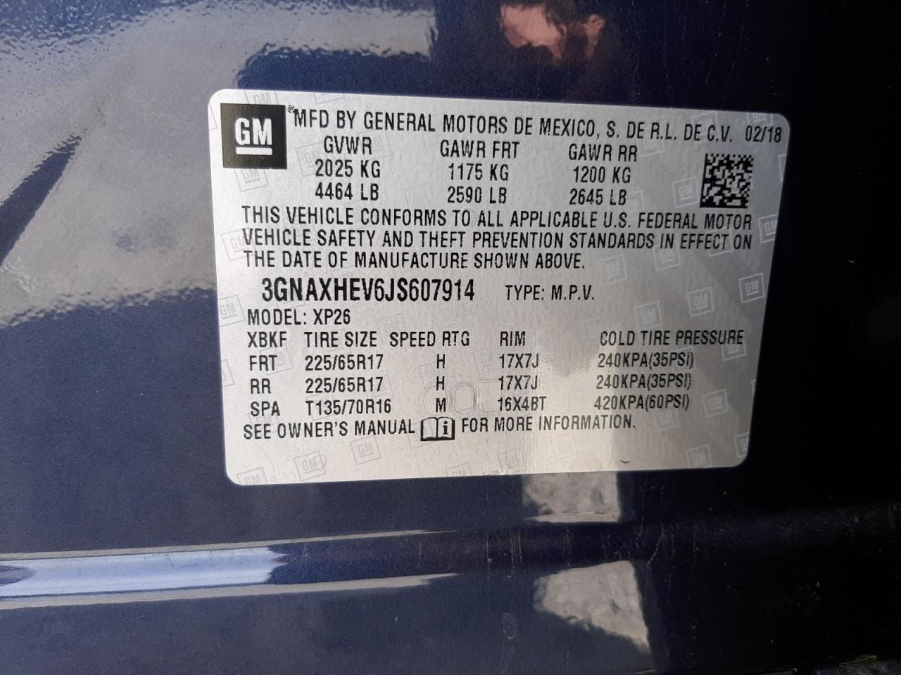 Photo 10 from auction – 2018 CHEVROLET EQUINOX LS with VIN 3GNAXHEV6JS607914