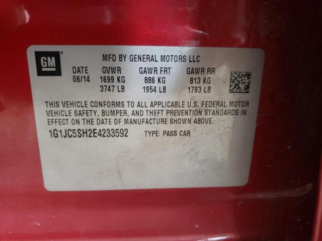 Photo 10 from auction – 2014 CHEVROLET SONIC LT with VIN 1G1JC5SH2E4233592