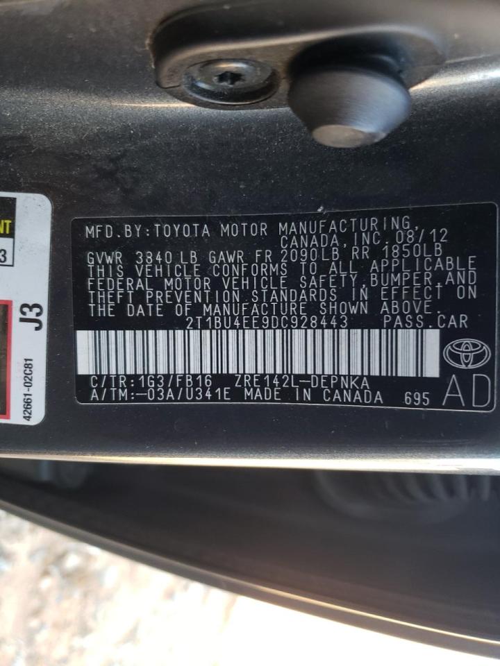 Photo 10 from auction – 2013 TOYOTA COROLLA BA with VIN 2T1BU4EE9DC928443