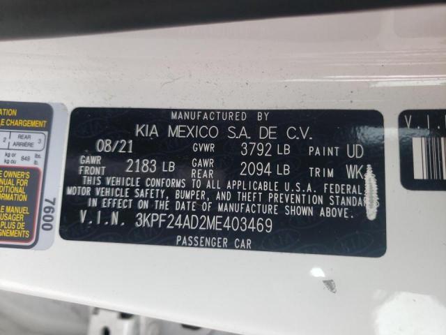 Photo 10 from auction – 2021 KIA FORTE FE with VIN 3KPF24AD2ME403469