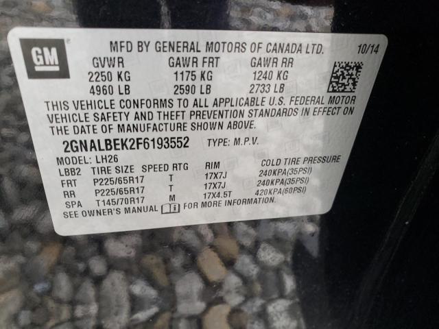 Photo 10 from auction – 2015 CHEVROLET EQUINOX LT with VIN 2GNALBEK2F6193552