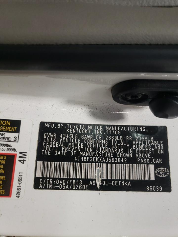 Photo 10 from auction – 2010 TOYOTA CAMRY BASE with VIN 4T1BF3EKXAU563842