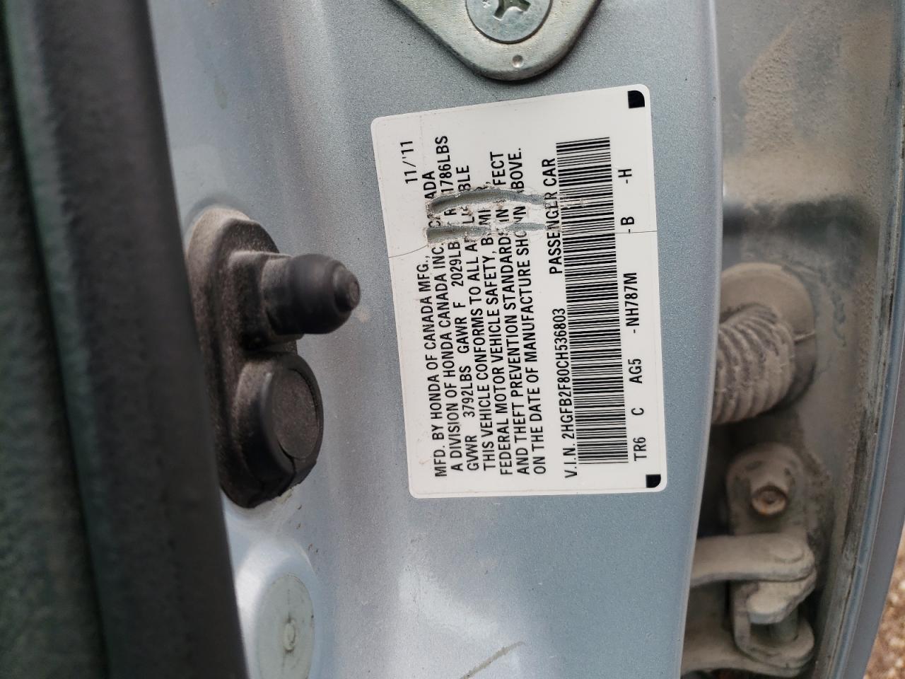 Фото 10 с аукциона – 2012 HONDA CIVIC EX с VIN 2HGFB2F80CH536803