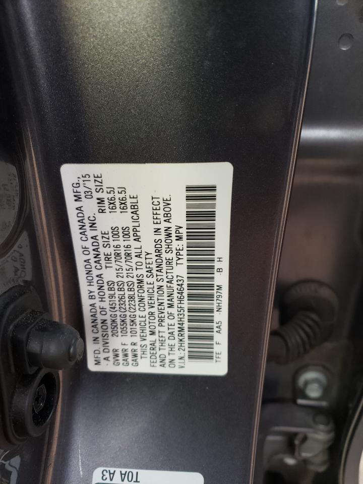 Photo 10 from auction – 2015 HONDA CR-V LX with VIN 2HKRM4H35FH646437