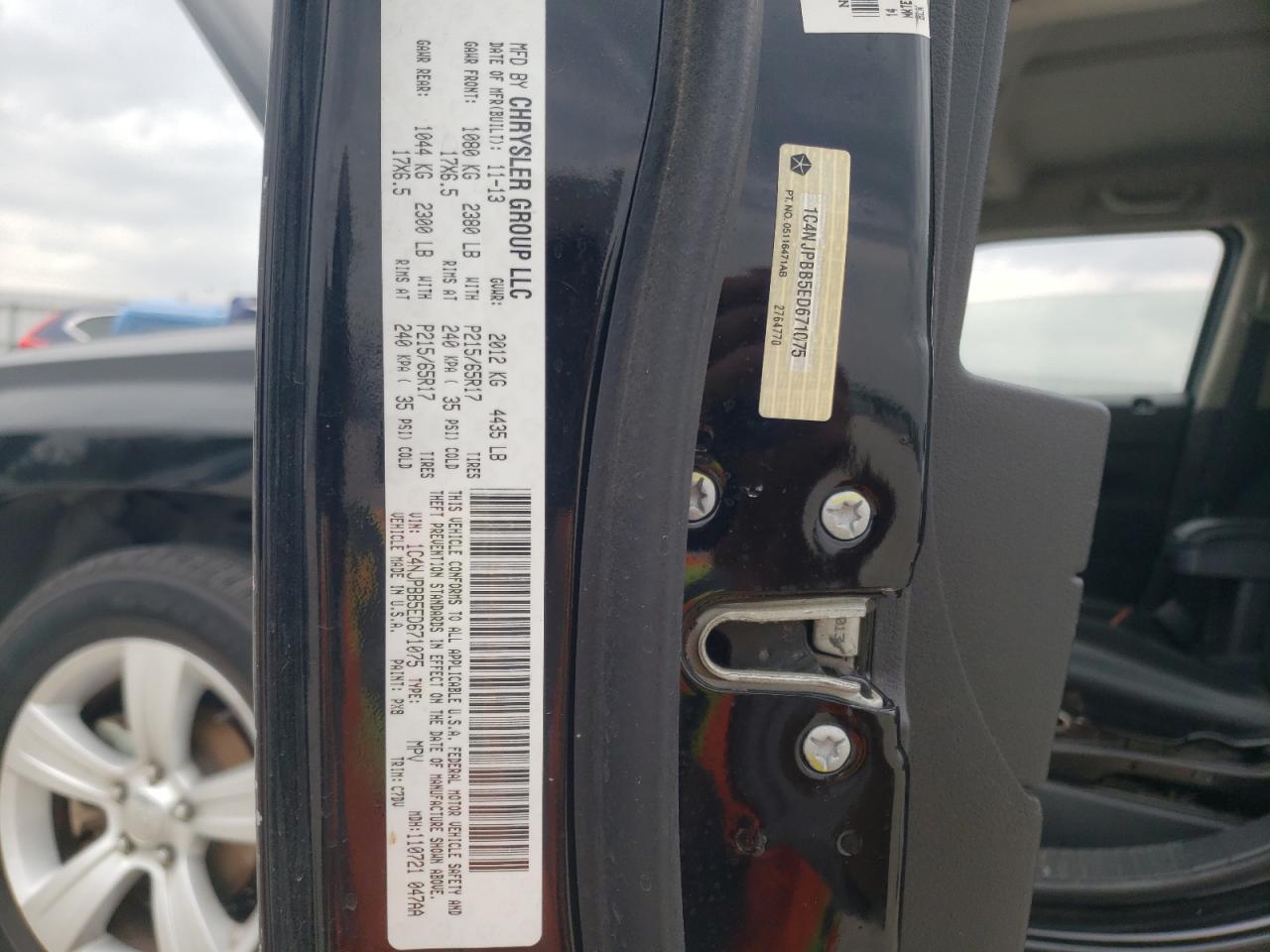 Photo 10 from auction – 2014 JEEP PATRIOT SP with VIN 1C4NJPBB5ED671075