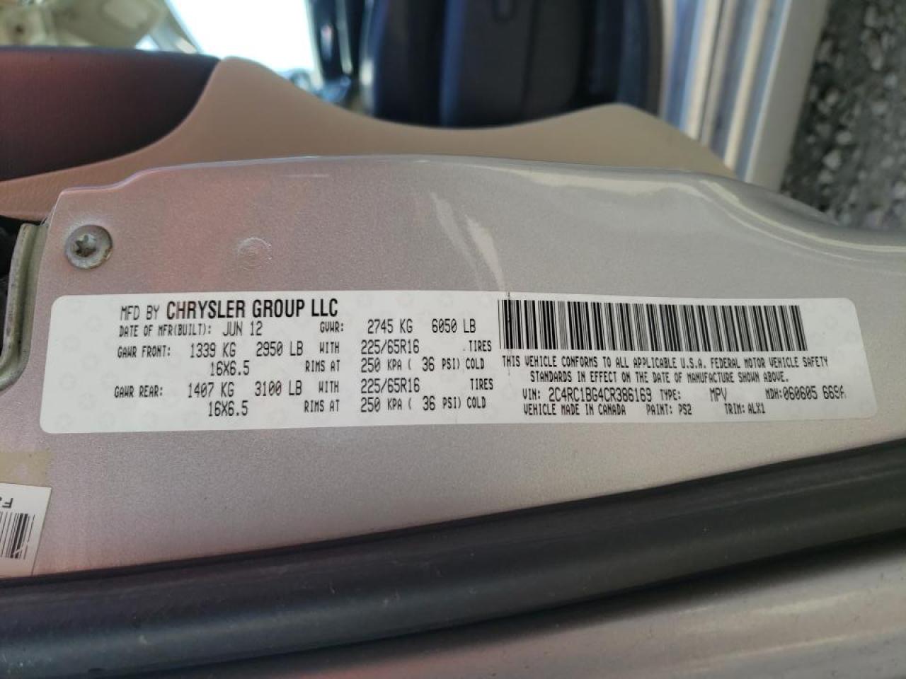Photo 10 from auction – 2012 CHRYSLER TOWN & COU with VIN 2C4RC1BG4CR386169