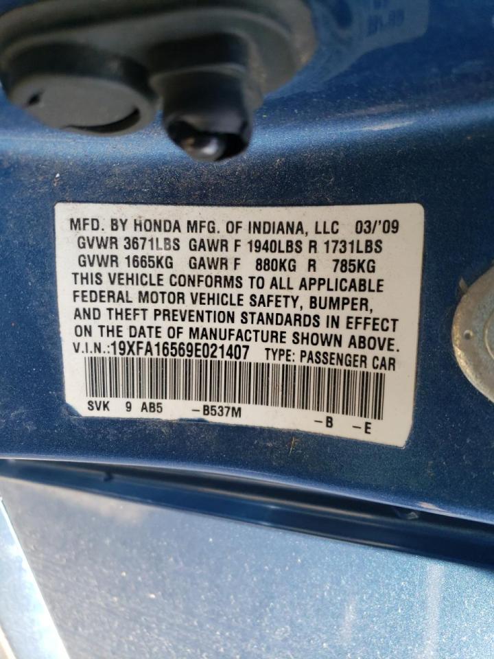 Photo 10 from auction – 2009 HONDA CIVIC LX with VIN 19XFA16569E021407