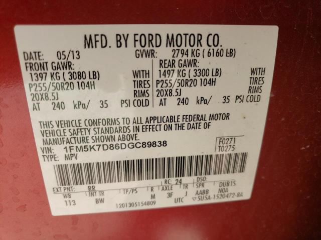 Photo 10 from auction – 2013 FORD EXPLORER X with VIN 1FM5K7D86DGC89838