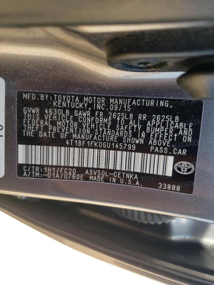Photo 10 from auction – 2016 TOYOTA CAMRY LE with VIN 4T1BF1FK0GU145799