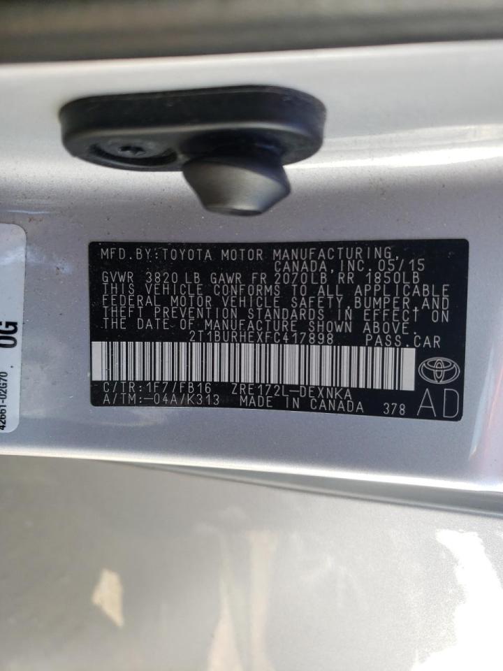 Photo 10 from auction – 2015 TOYOTA COROLLA L with VIN 2T1BURHEXFC417898