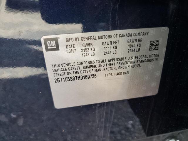 Photo 10 from auction – 2017 CHEVROLET IMPALA LT with VIN 2G1105S37H9169726