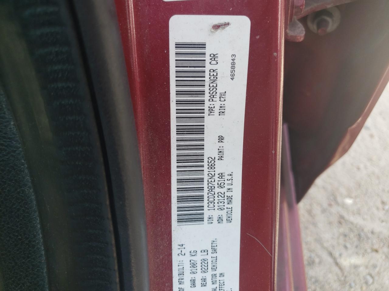 Фото 10 с аукциона – 2014 DODGE AVENGER SE с VIN 1C3CDZAB7EN218652