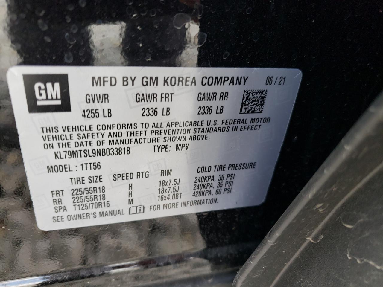 Photo 10 from auction – 2022 CHEVROLET TRAILBLAZE with VIN KL79MTSL9NB033818
