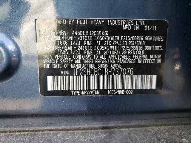 SUBARU FORESTER 2 2011 with VIN JF2SHCBC1BH737076 - Photo from auction