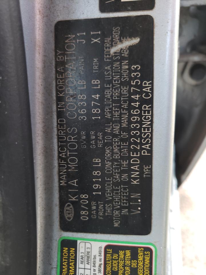 Photo 10 from auction – 2009 KIA RIO BASE with VIN KNADE223396447533