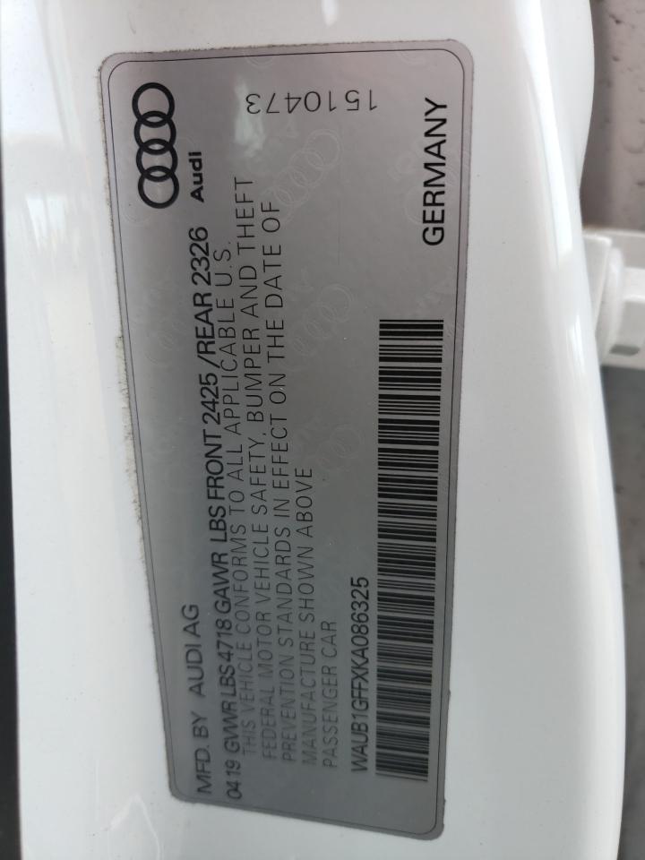 Photo 10 from auction – 2019 AUDI S3 PREMIUM with VIN WAUB1GFFXKA086325
