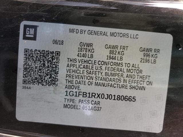 Photo 10 from auction – 2018 CHEVROLET CAMARO LT with VIN 1G1FB1RX0J0180665