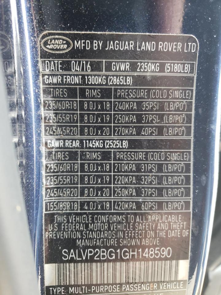 Photo 10 from auction – 2016 LAND ROVER RANGE ROVE with VIN SALVP2BG1GH148590