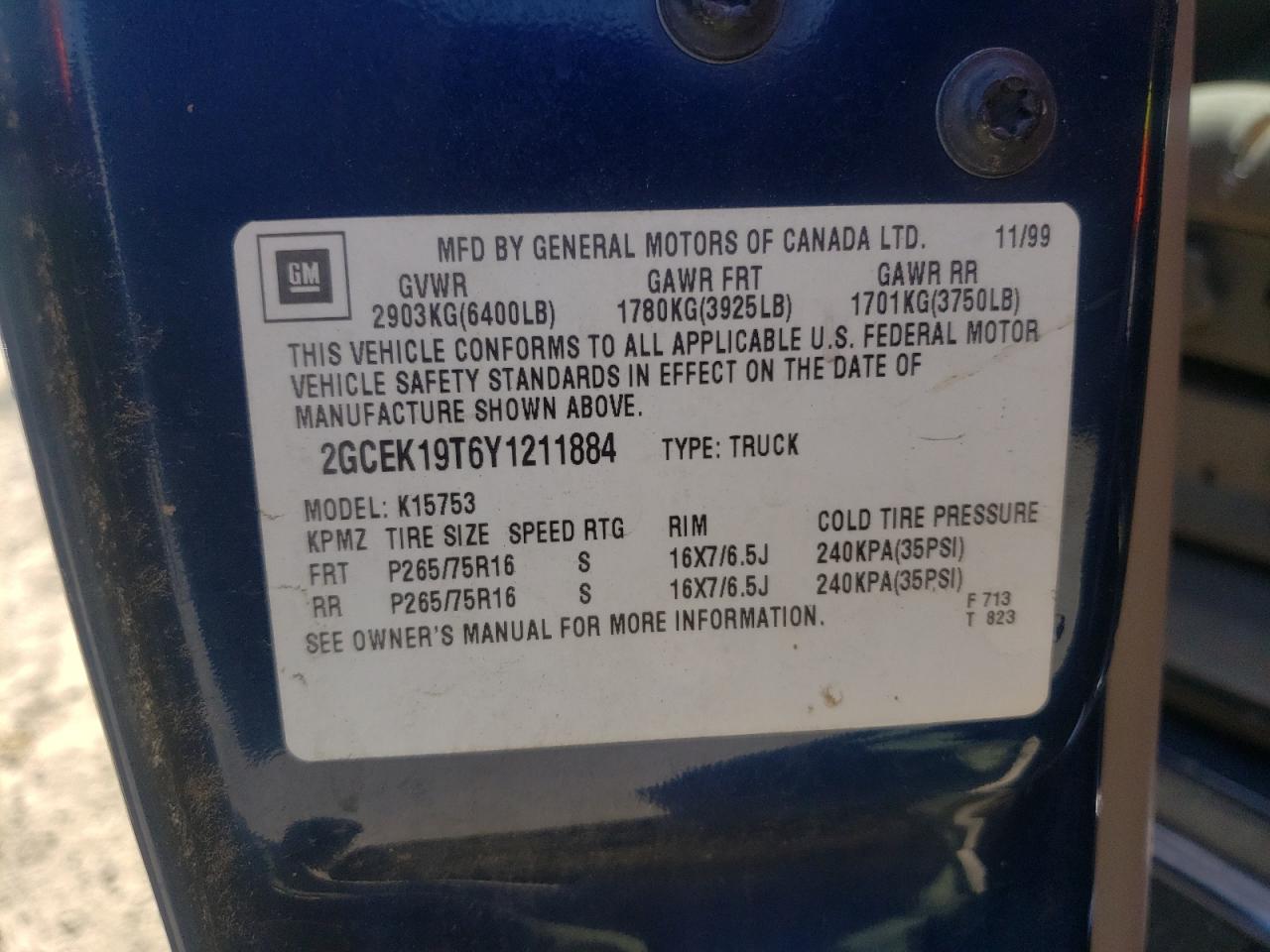 Photo 10 from auction – 2000 CHEVROLET SILVERADO with VIN 2GCEK19T6Y1211884