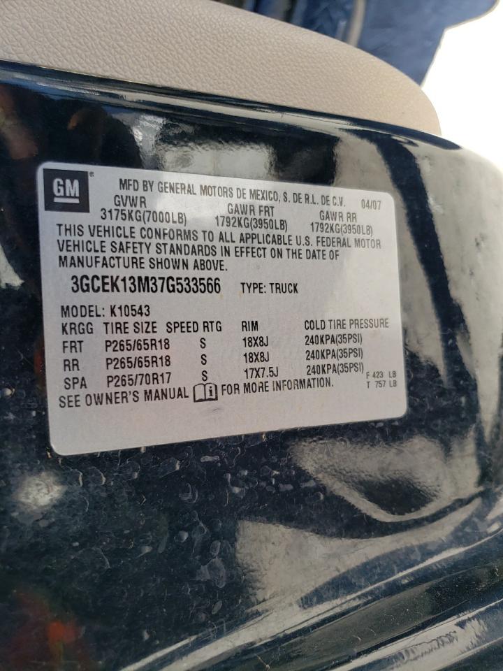 Photo 10 from auction – 2007 CHEVROLET SILVERADO with VIN 3GCEK13M37G533566