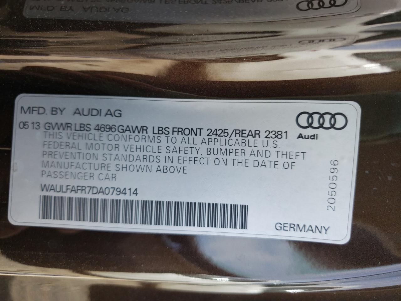 Photo 10 from auction – 2013 AUDI A5 PREMIUM with VIN WAULFAFR7DA079414