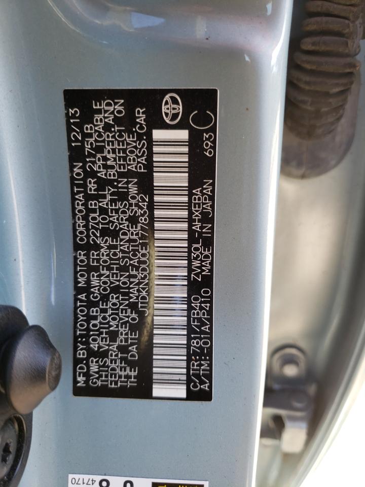 Photo 10 from auction – 2014 TOYOTA PRIUS with VIN JTDKN3DU0E1778342
