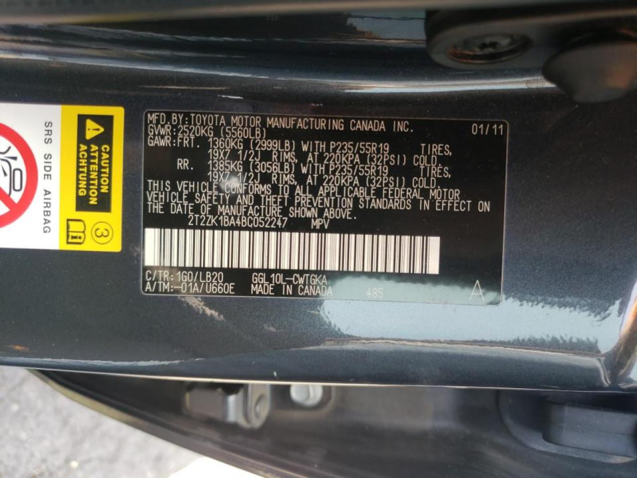 Photo 10 from auction – 2011 LEXUS RX 350 with VIN 2T2ZK1BA4BC052247