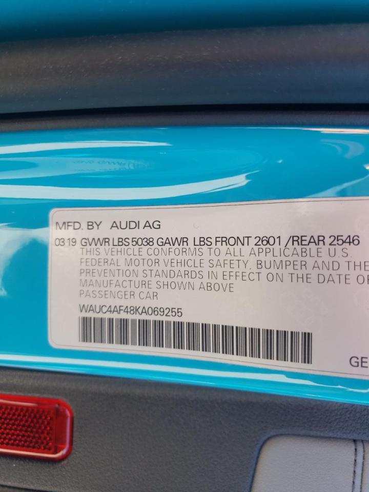 Photo 10 from auction – 2019 AUDI S4 PRESTIG with VIN WAUC4AF48KA069255