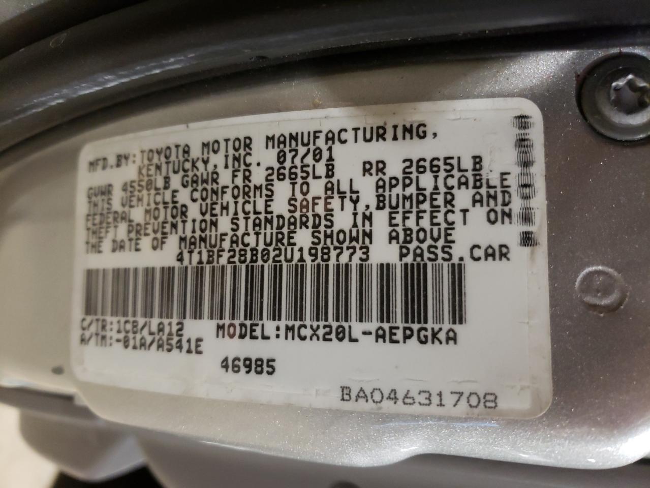 Photo 10 from auction – 2002 TOYOTA AVALON XL with VIN 4T1BF28B02U198773