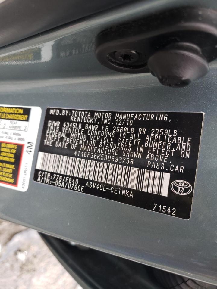 Zdjęcie 10 z aukcji – 2011 TOYOTA CAMRY BASE z VIN 4T1BF3EK5BU693738