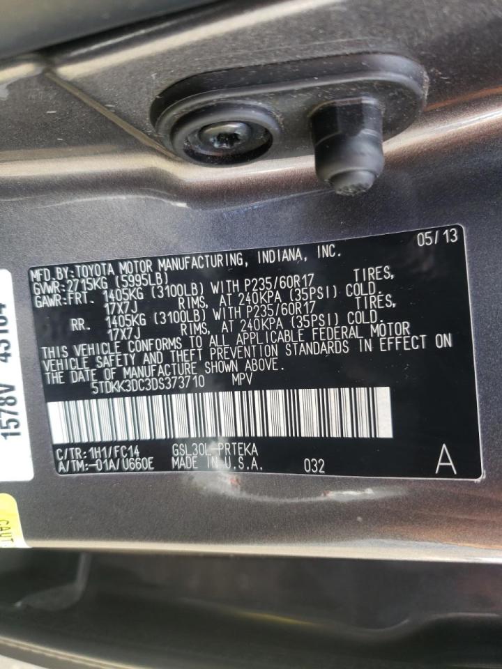 Photo 10 from auction – 2013 TOYOTA SIENNA LE with VIN 5TDKK3DC3DS373710