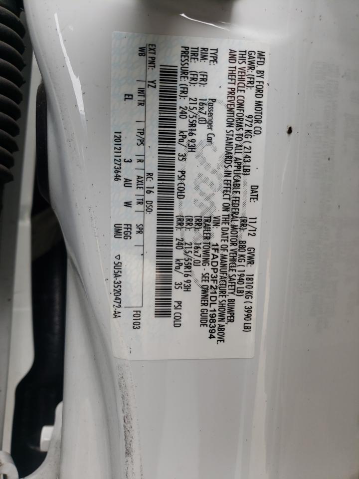 Photo 10 from auction – 2013 FORD FOCUS SE with VIN 1FADP3F21DL198394