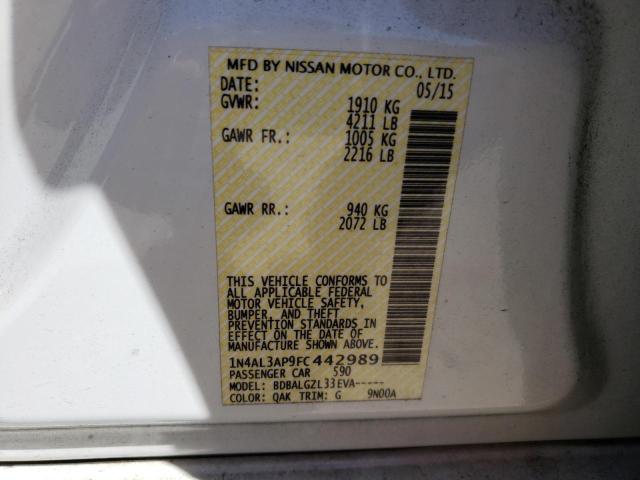 Photo 10 from auction – 2015 NISSAN ALTIMA 2.5 with VIN 1N4AL3AP9FC442989
