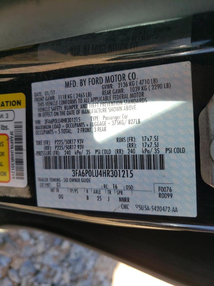 Photo 10 from auction – 2017 FORD FUSION SE with VIN 3FA6P0LU4HR301215
