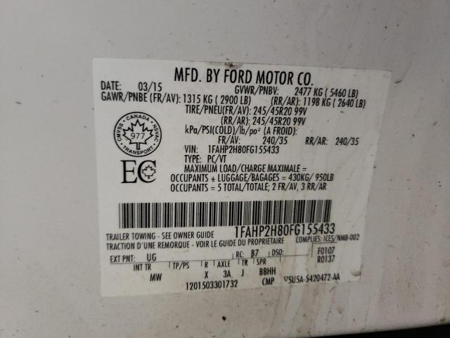 Photo 10 from auction – 2015 FORD TAURUS SEL with VIN 1FAHP2H80FG155433