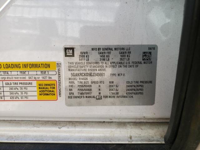 Photo 10 from auction – 2016 BUICK ENCLAVE with VIN 5GAKRCKD5GJ345661