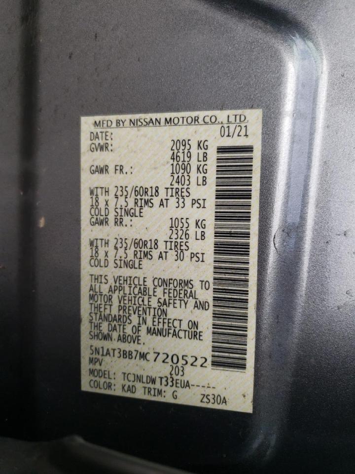 Photo 10 from auction – 2021 NISSAN ROGUE SV with VIN 5N1AT3BB7MC720522