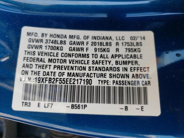 Photo 10 from auction – 2014 HONDA CIVIC LX with VIN 19XFB2F55EE217190