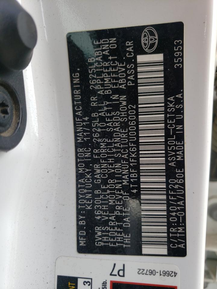 Photo 10 from auction – 2015 TOYOTA CAMRY LE with VIN 4T1BF1FK6FU006002