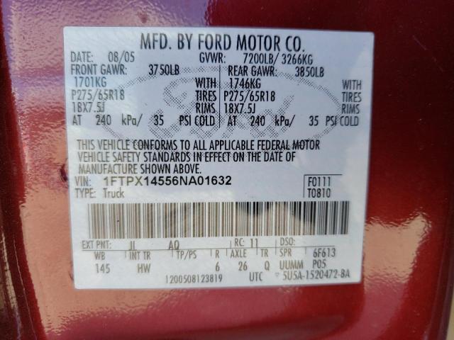 Photo 10 from auction – 2006 FORD F150 with VIN 1FTPX14556NA01632