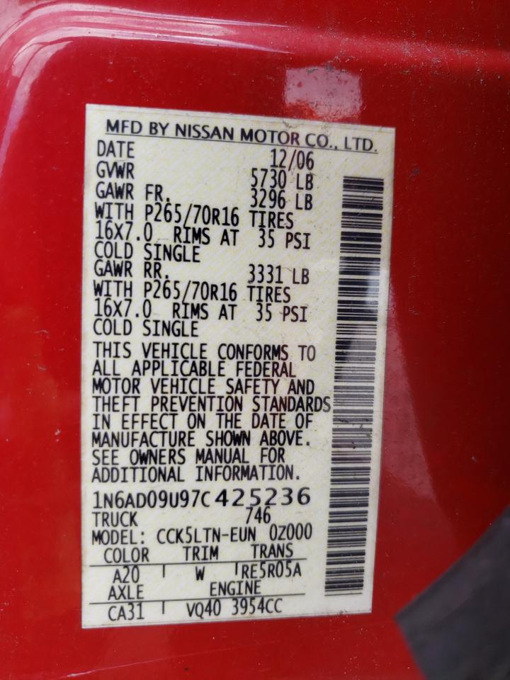 Photo 10 from auction – 2007 NISSAN FRONTIER C with VIN 1N6AD09U97C425236