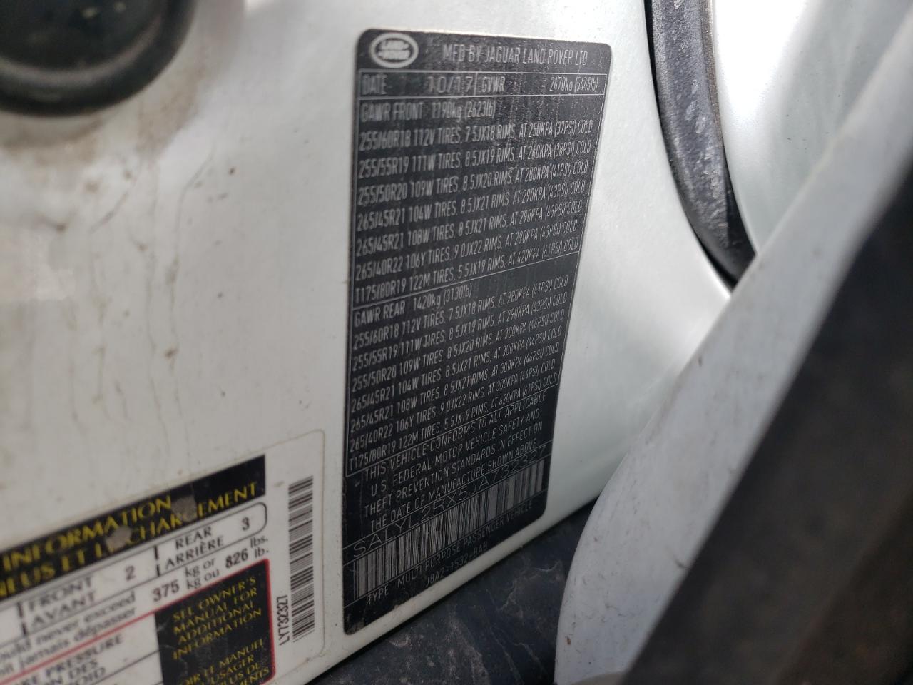 Photo 10 from auction – 2018 LAND ROVER RANGE ROVE with VIN SALYL2RX5JA732327
