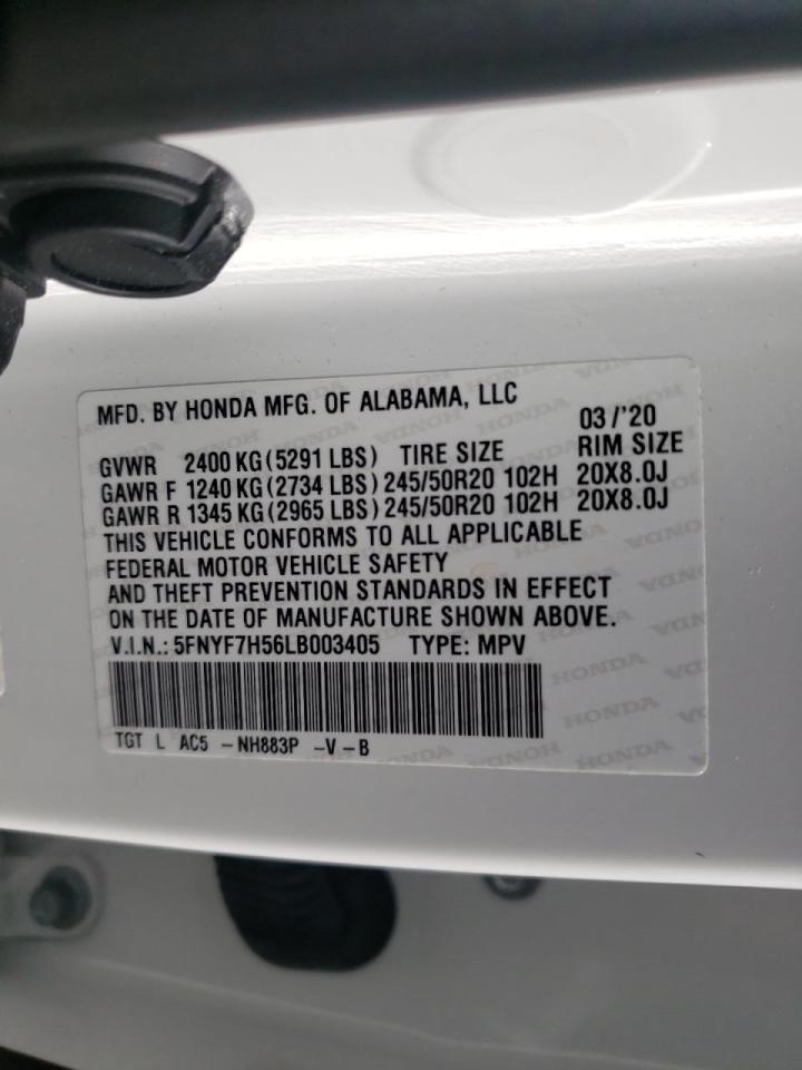Photo 10 from auction – 2020 HONDA PASSPORT E with VIN 5FNYF7H56LB003405