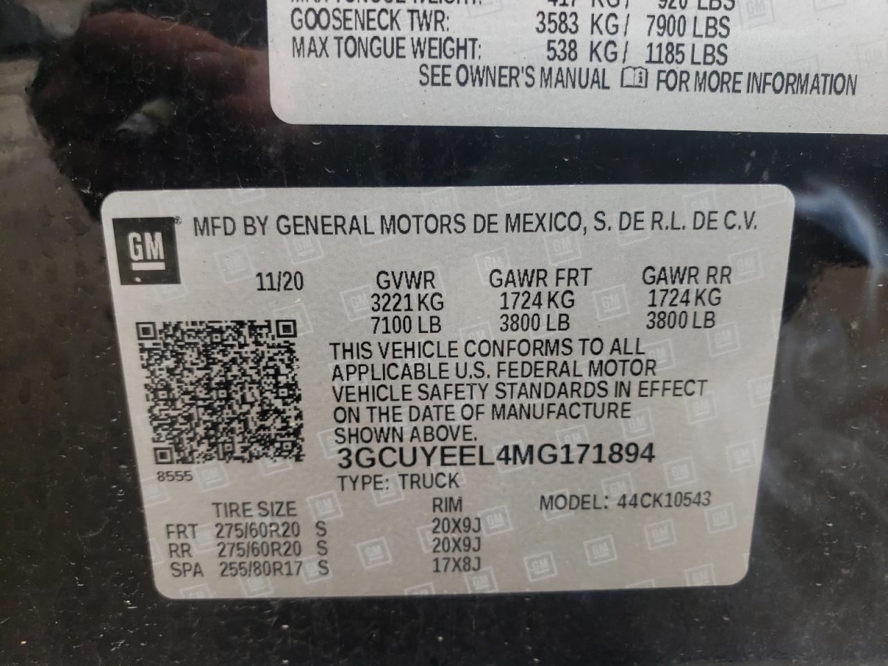 Photo 10 from auction – 2021 CHEVROLET silverado with VIN 3GCUYEEL4MG171894