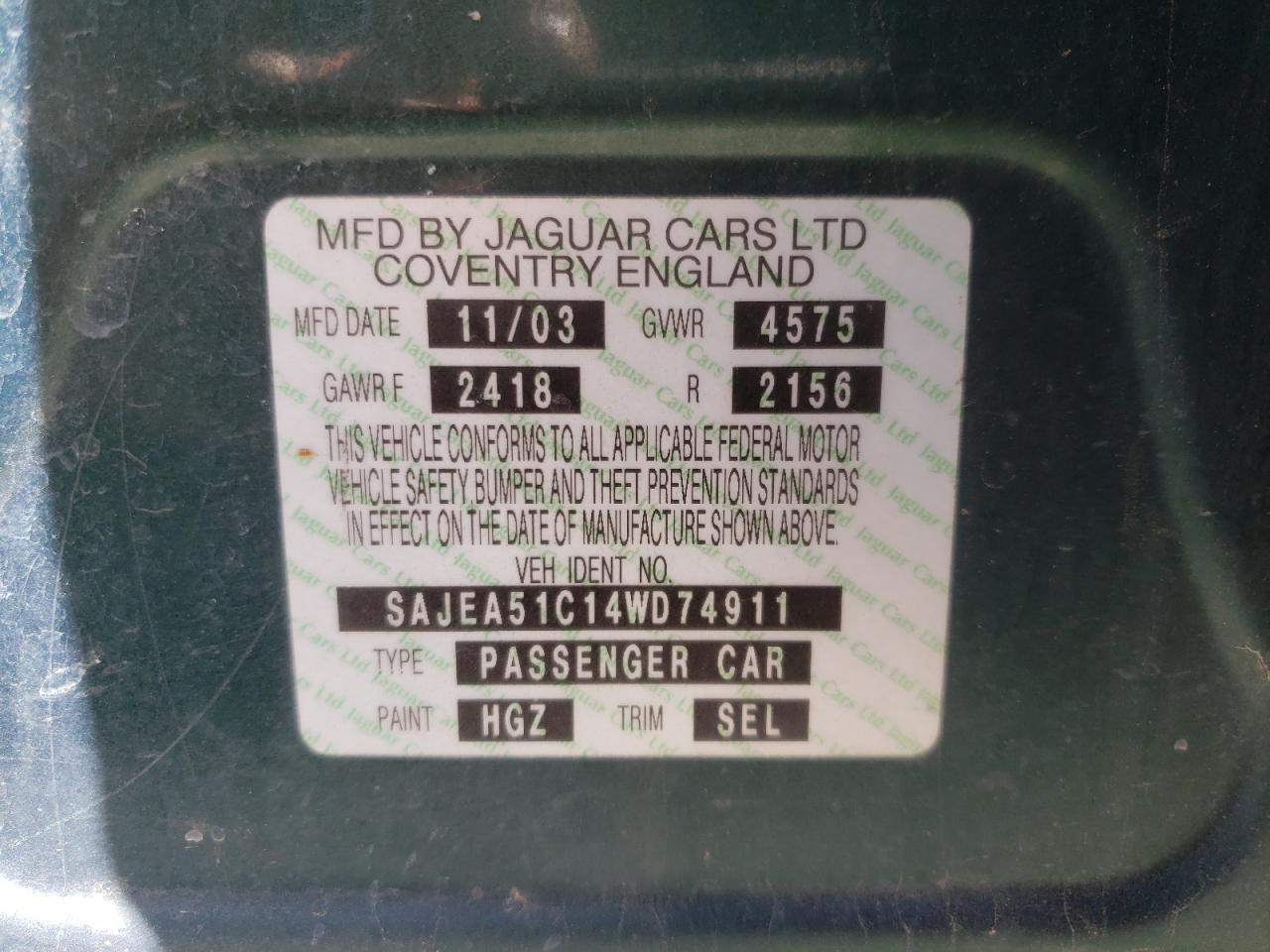 Photo 10 from auction – 2004 JAGUAR X-TYPE 3.0 with VIN SAJEA51C14WD74911