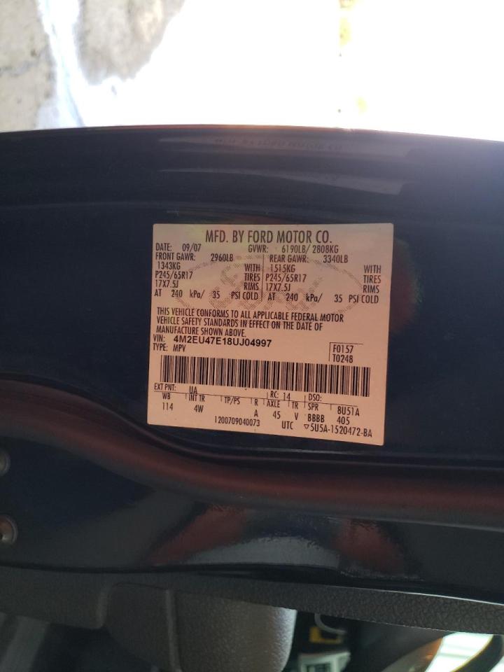 Photo 10 from auction – 2008 MERCURY MOUNTAINEE with VIN 4M2EU47E18UJ04997