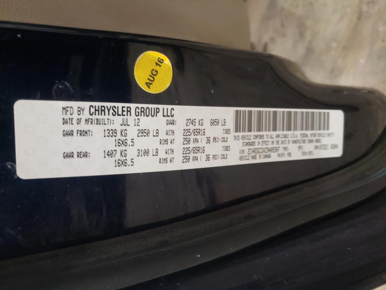 Photo 10 from auction – 2012 DODGE GRAND CARA with VIN 2C4RDGCGXCR409307