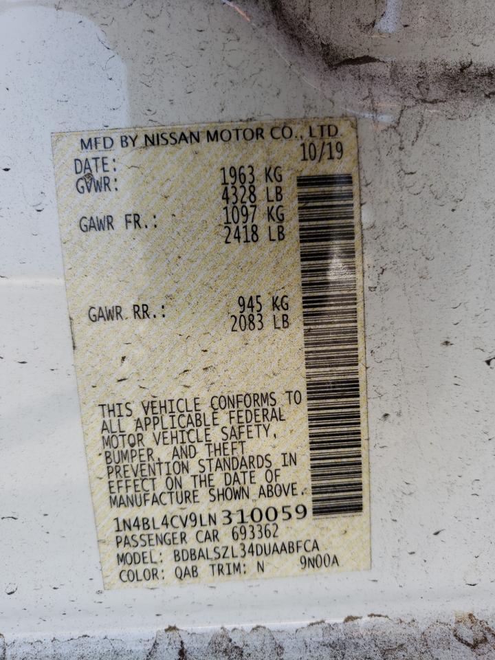 Photo 10 from auction – 2020 NISSAN ALTIMA SR with VIN 1N4BL4CV9LN310059